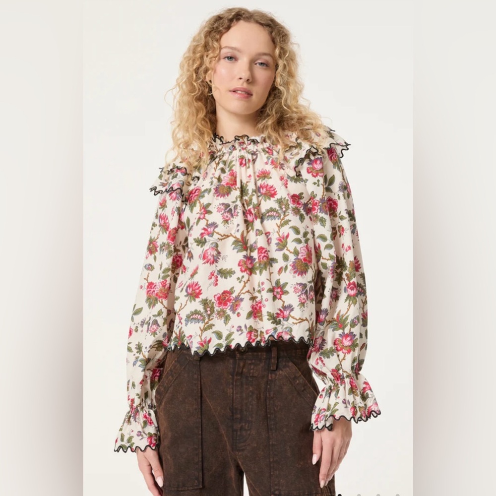 Rhode Lucilia Top, Size XS, Color: Macadamia Morlaix Fleur